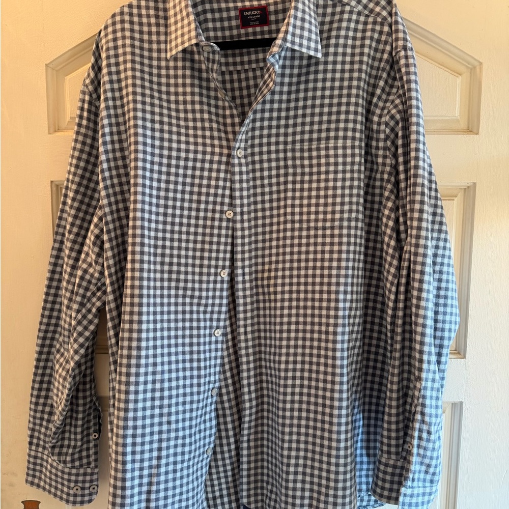 UNTUCKit blue plaid button up, tall fit